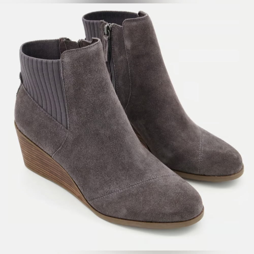 Toms Dark Grey Zippered Ankle Boot - Women's Size 8.5